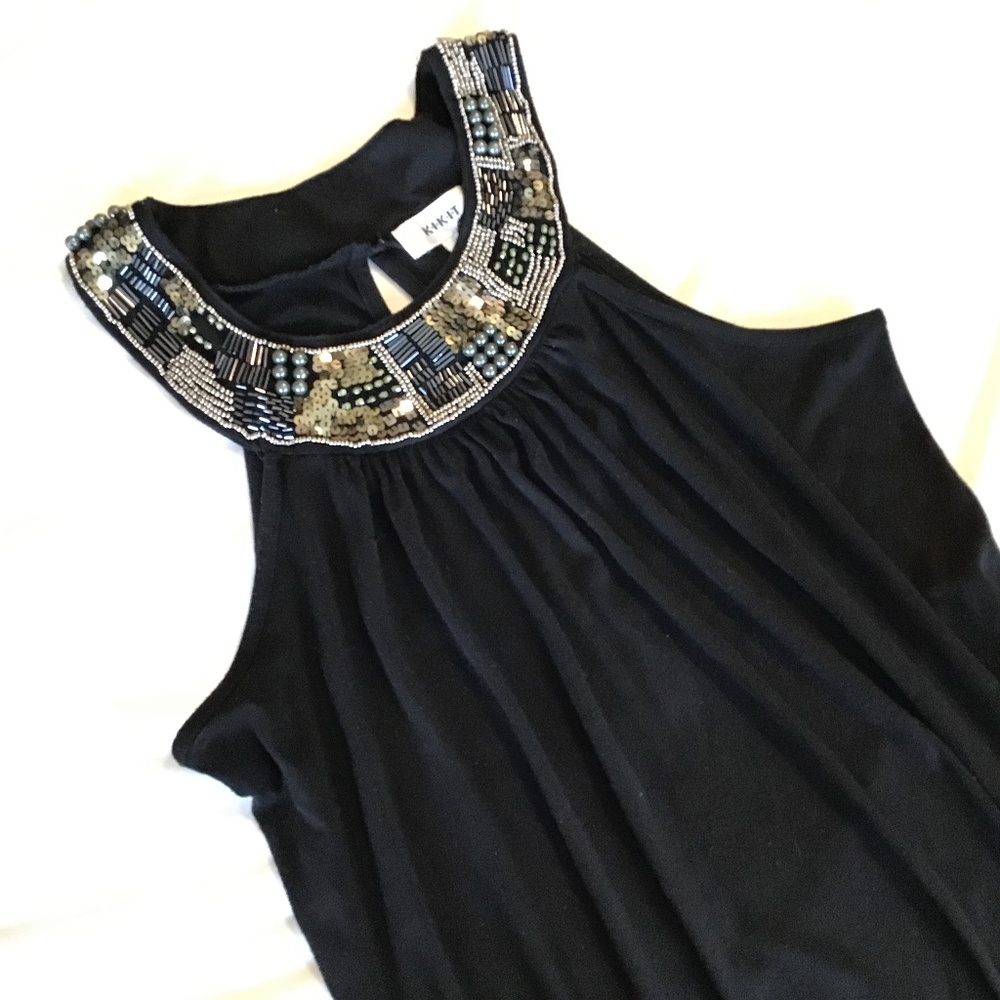 KIKIT Beaded Collar Top size M